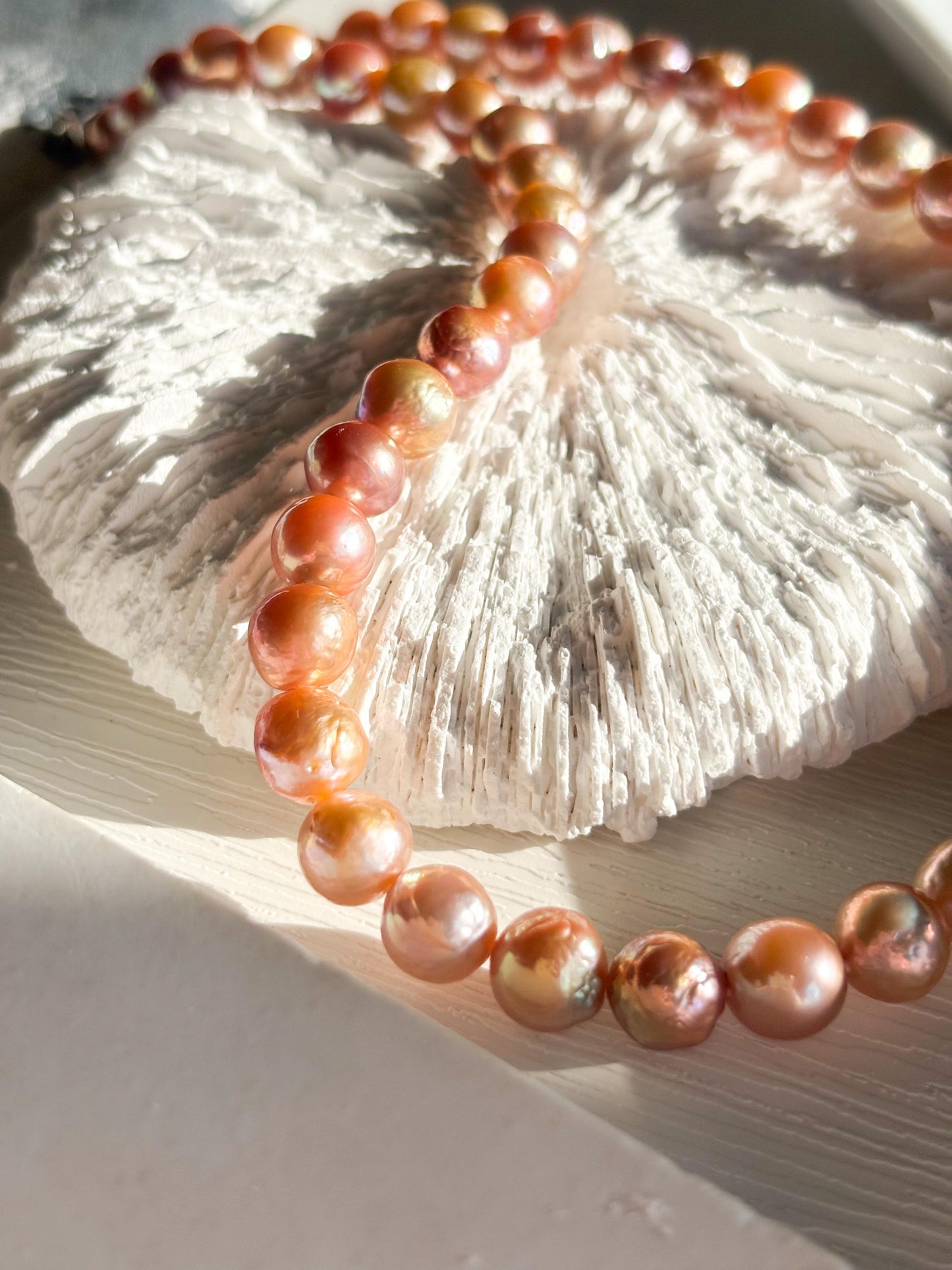 Sunset Ember – Bronze Rose Wrinkled Baroque Pearl Necklace