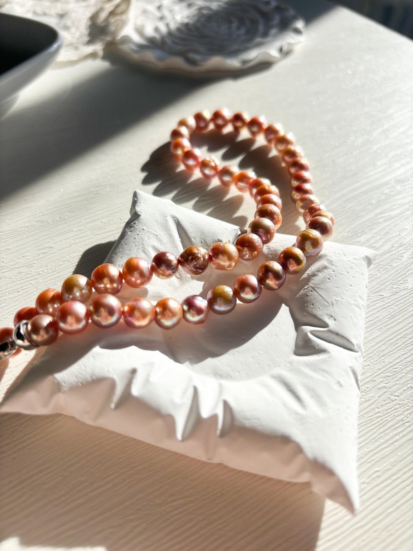 Sunset Ember – Bronze Rose Wrinkled Baroque Pearl Necklace