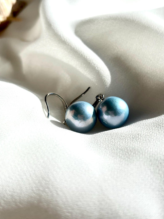 Ocean Haze – Blue Baroque Pearl Dangle Earrings