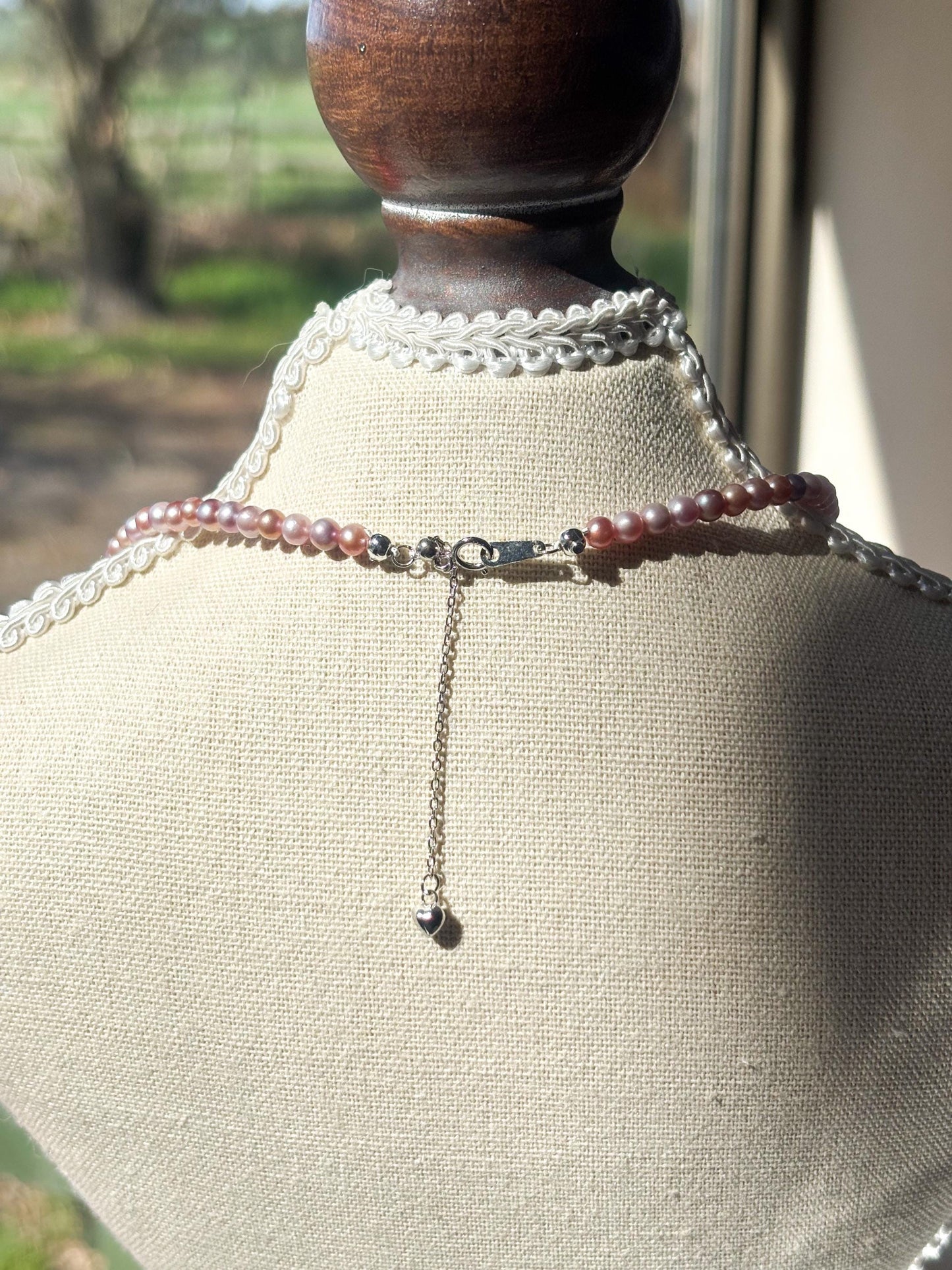 Peach Blossom Mist – Champagne Peach & Lavender Freshwater Pearl Necklace