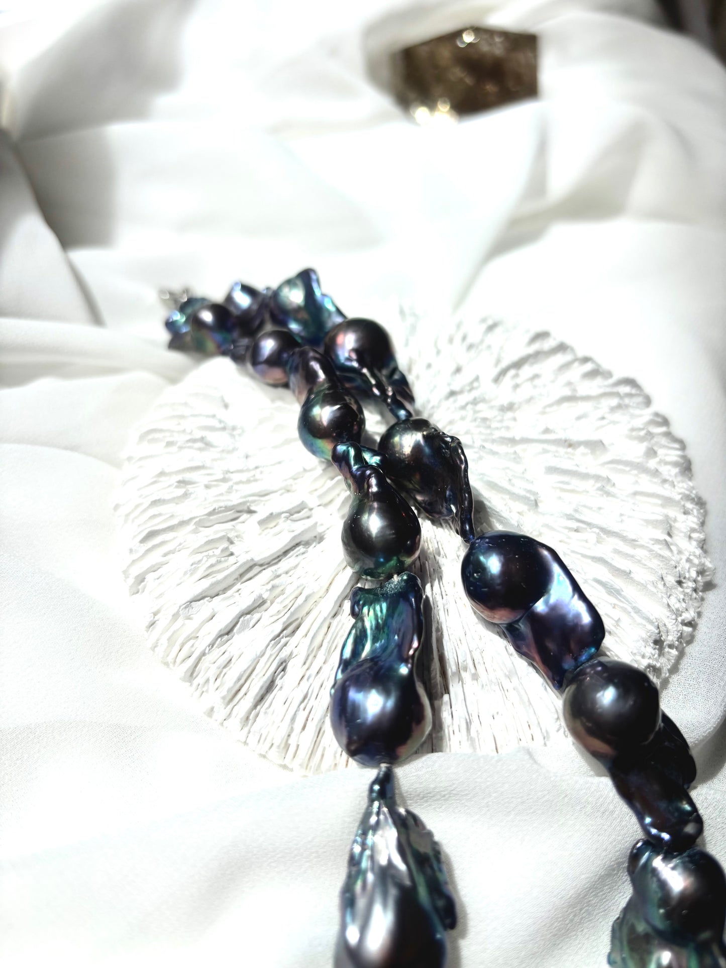 Deep Sea Whisper – Black Baroque Pearl Necklace