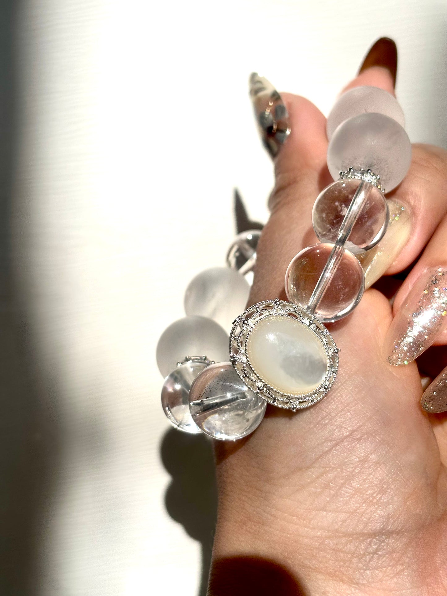 Moon Whisper – Clear Quartz x Mother of Pearl Bracelet