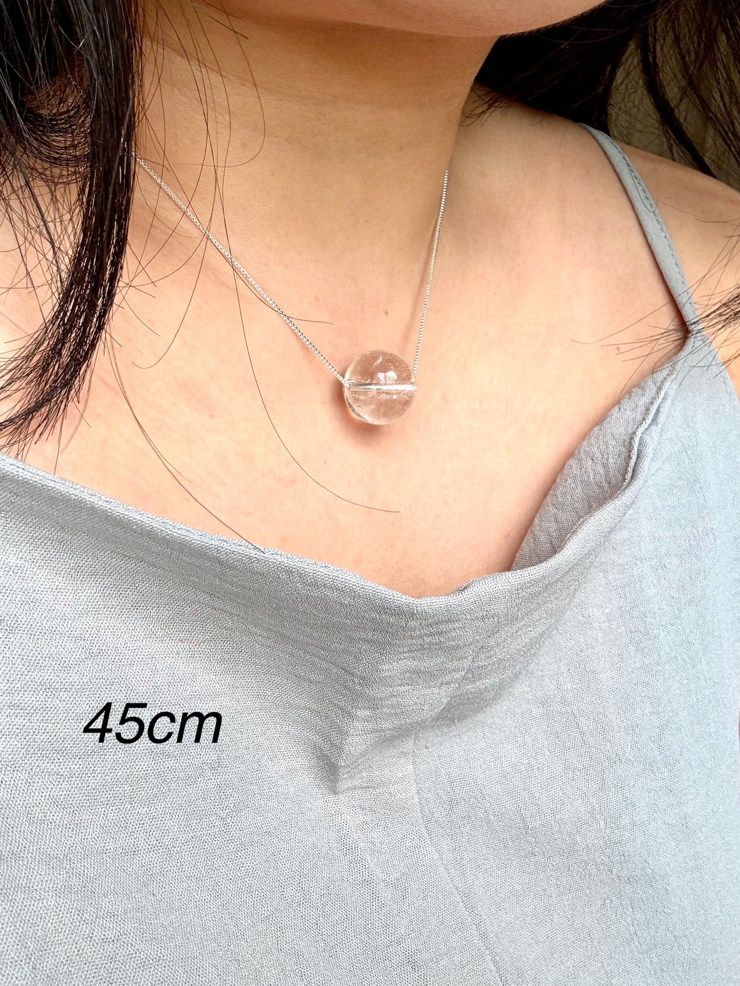 Celestial Clarity – Minimalist Clear Quartz Sphere Necklace
