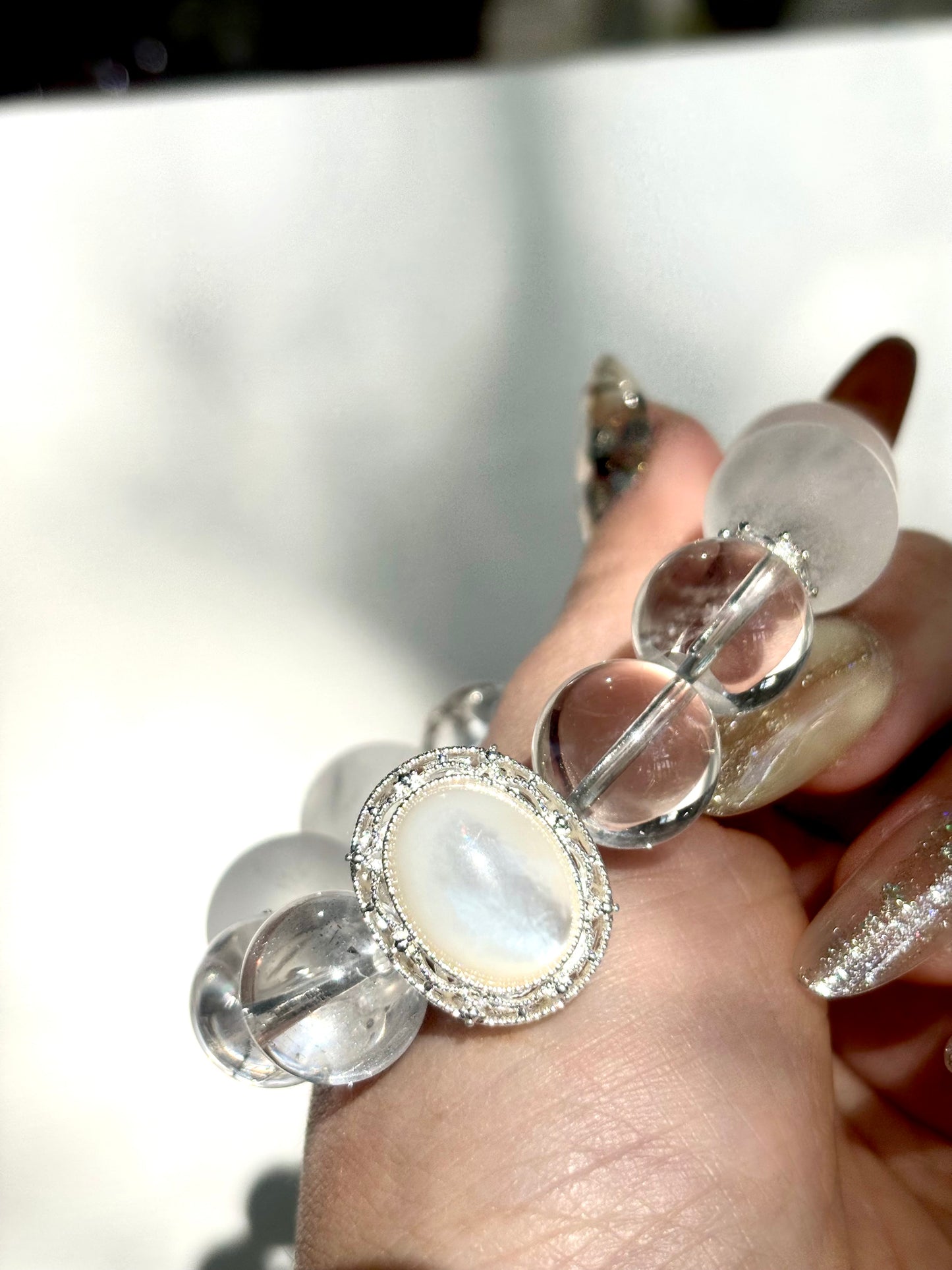 Moon Whisper – Clear Quartz x Mother of Pearl Bracelet