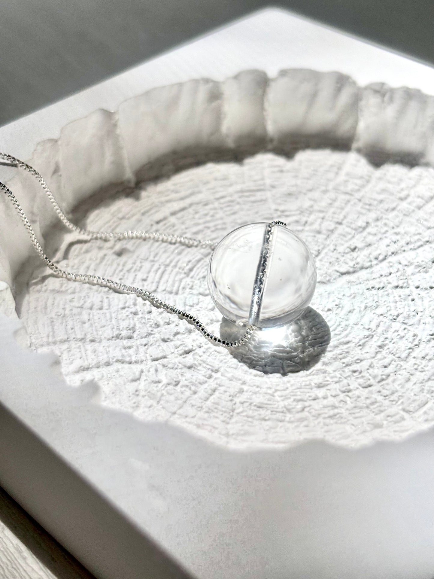 Celestial Clarity – Minimalist Clear Quartz Sphere Necklace