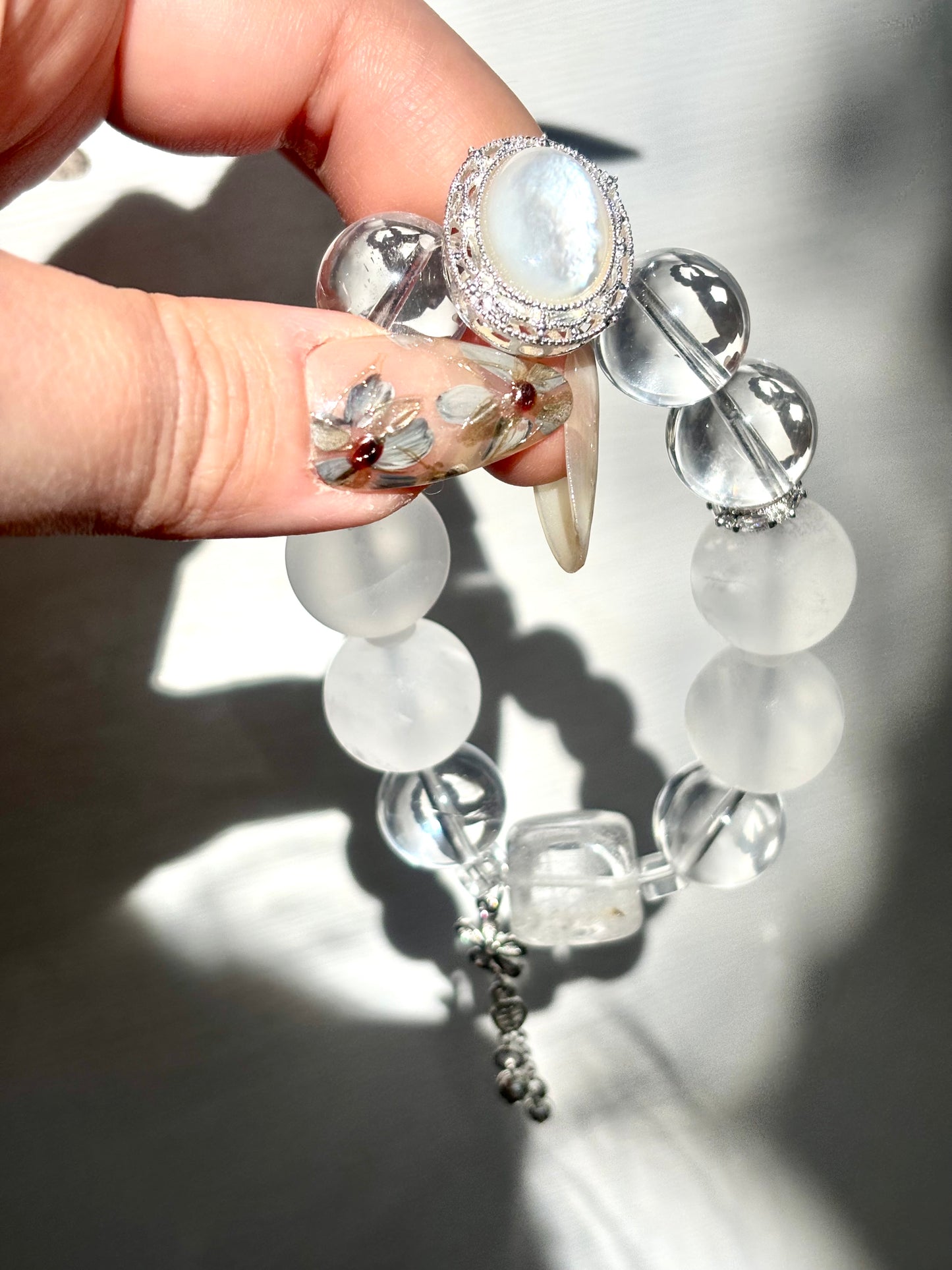 Moon Whisper – Clear Quartz x Mother of Pearl Bracelet