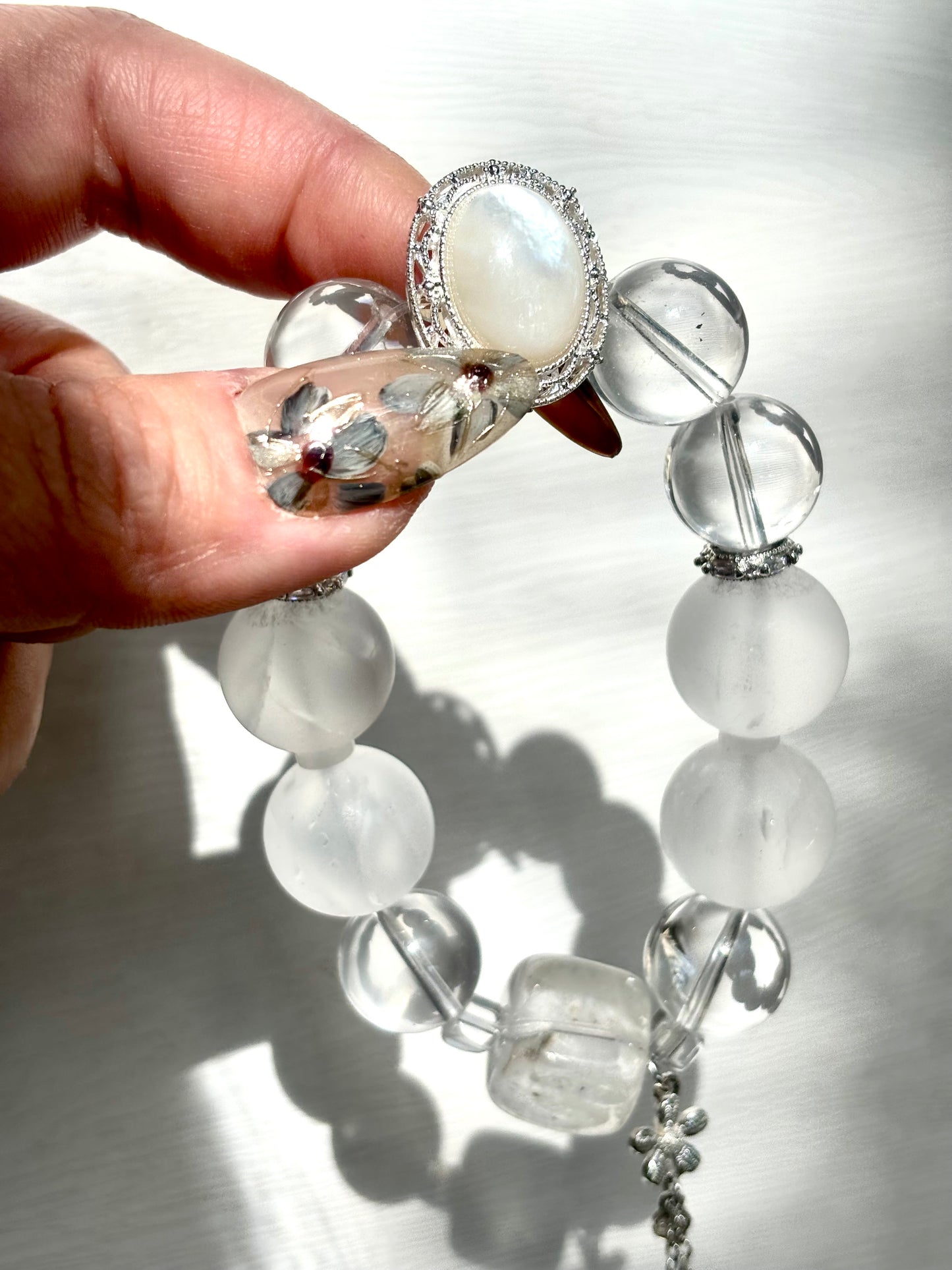 Moon Whisper – Clear Quartz x Mother of Pearl Bracelet