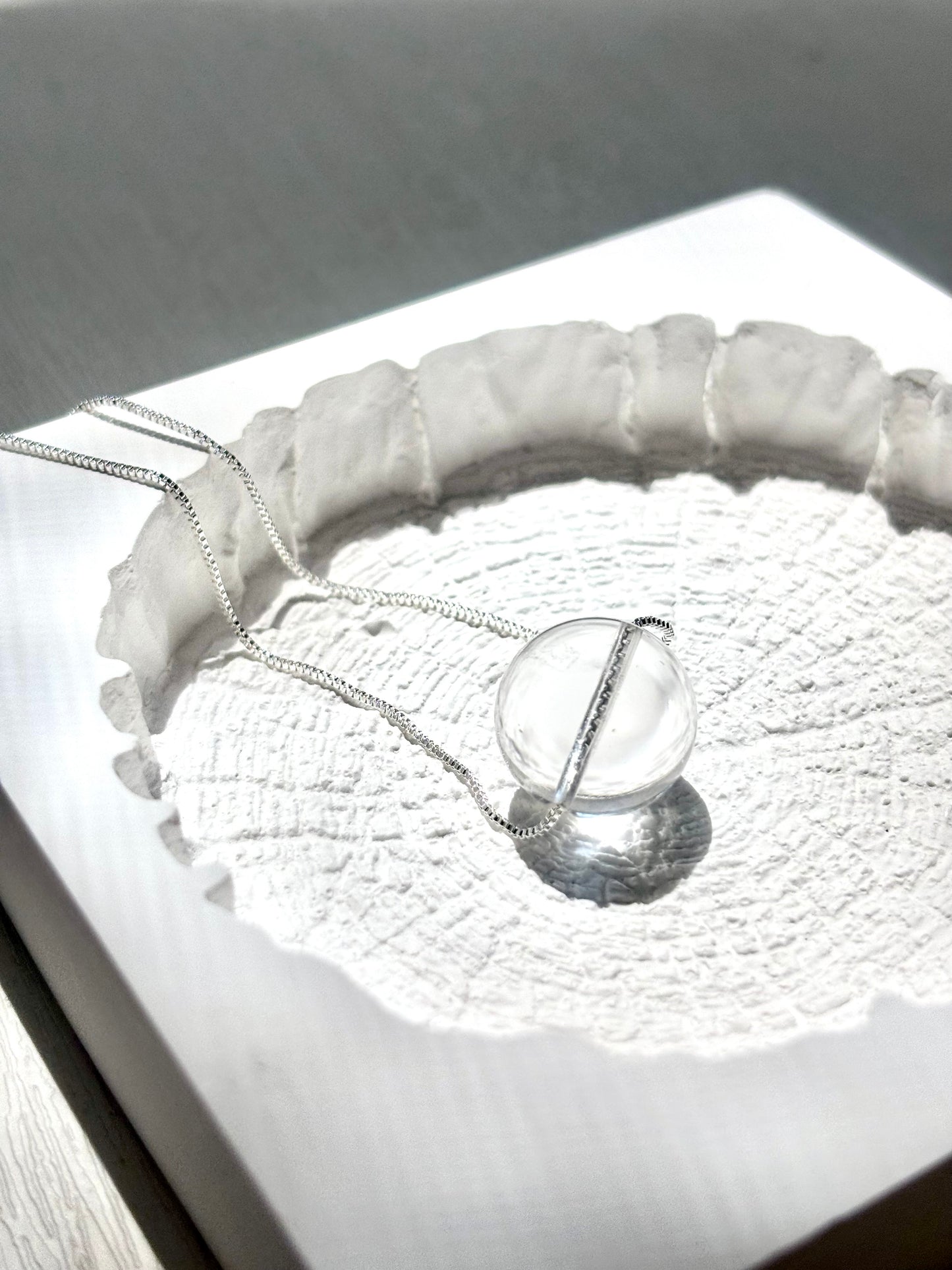 Celestial Clarity – Minimalist Clear Quartz Sphere Necklace