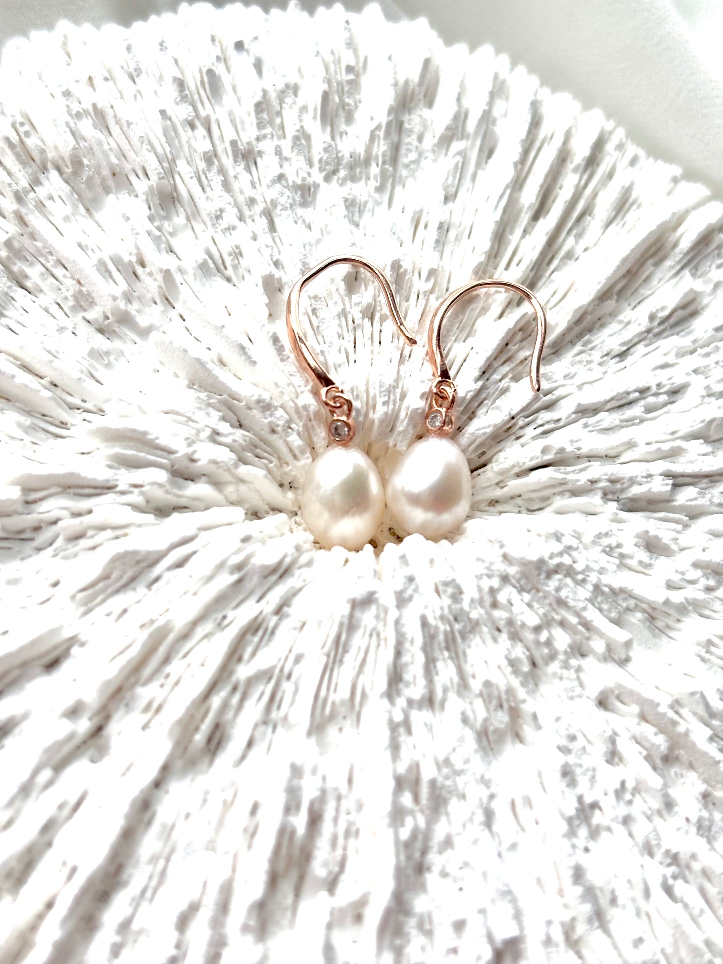 Moonwater Bloom – Freshwater Pearl Minimalist Earrings (Rose Gold / Gold / Silver Available)