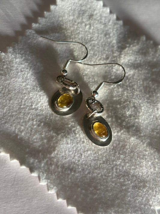 Natural Yellow tourmaline 925 sterling silver earrings