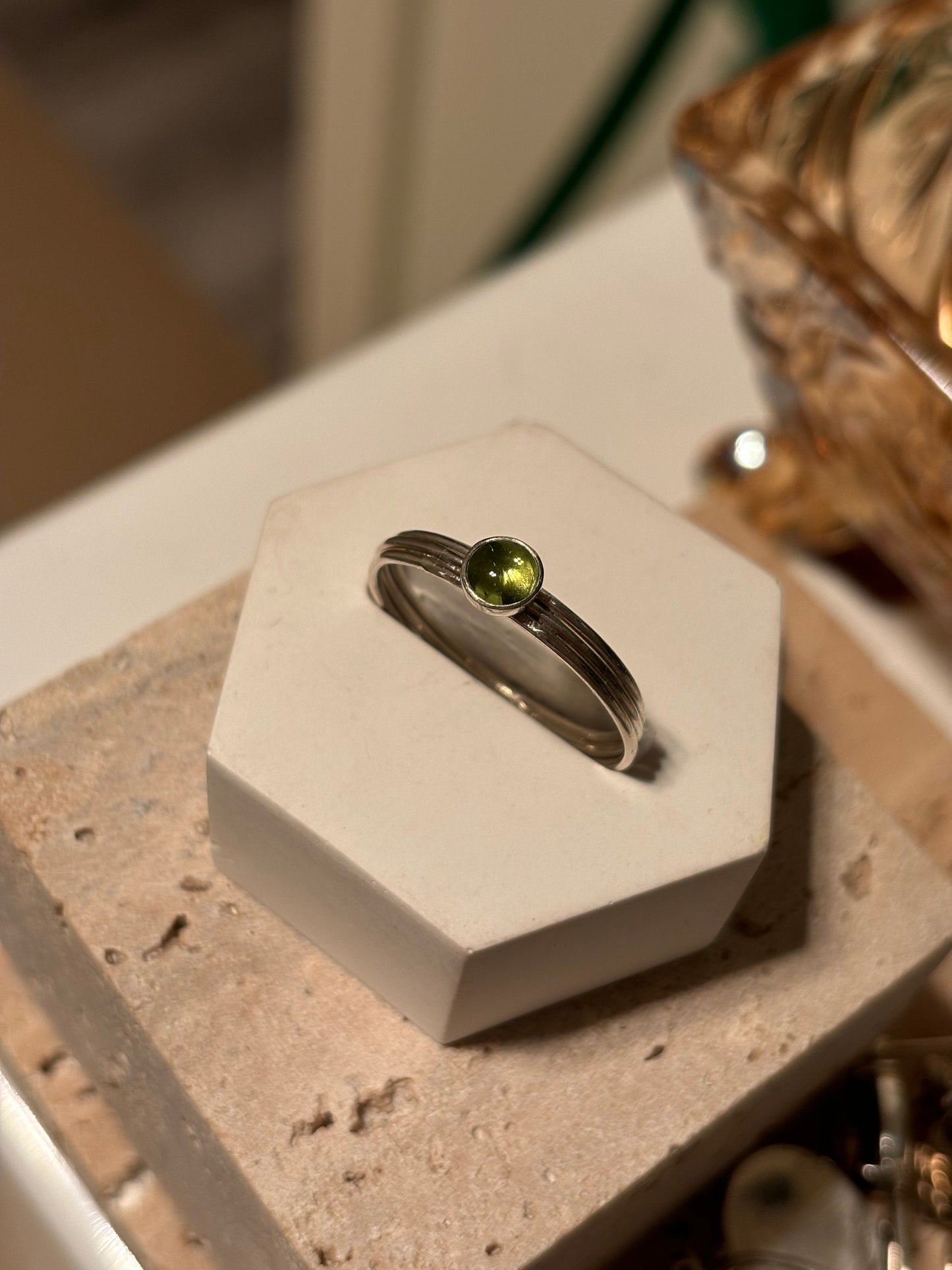 Everyday peridot with excellent green hues 925 sterling silver ring