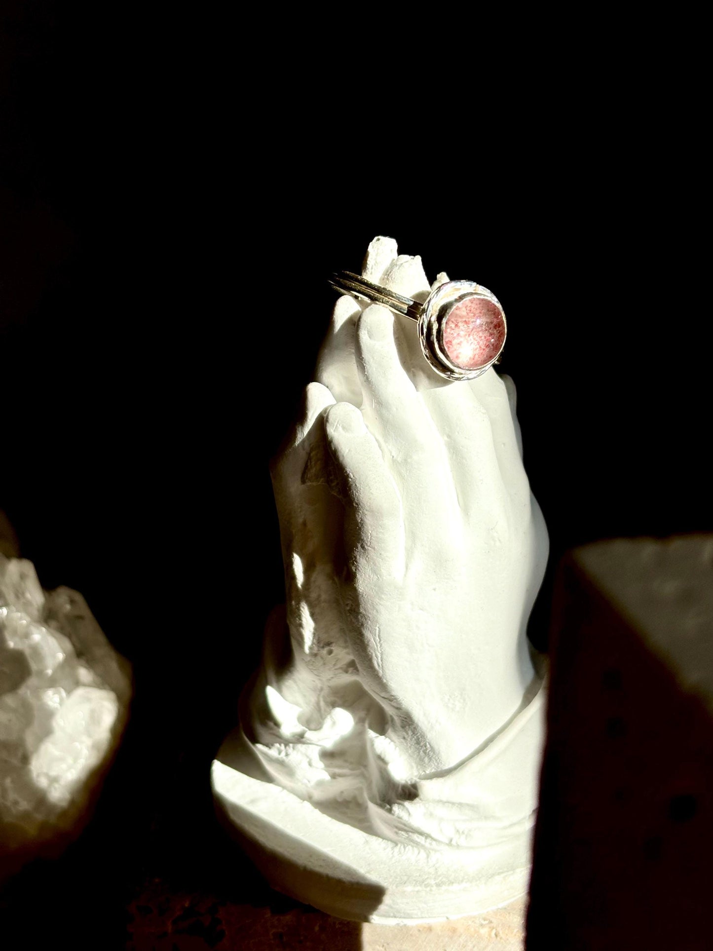 Blush of Love - Strawberry Quartz Ring, 925 sterling silver