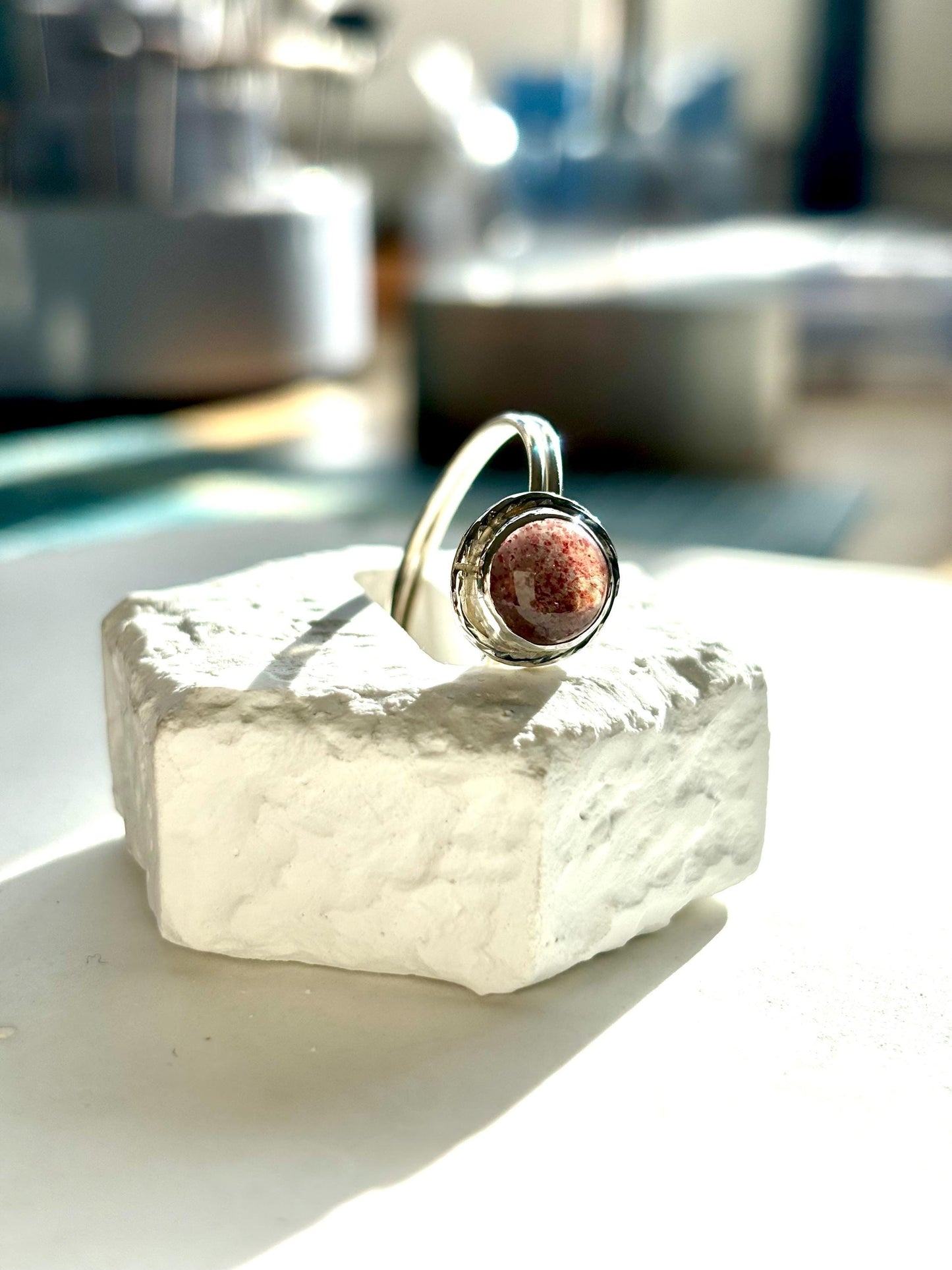 Blush of Love - Strawberry Quartz Ring, 925 sterling silver
