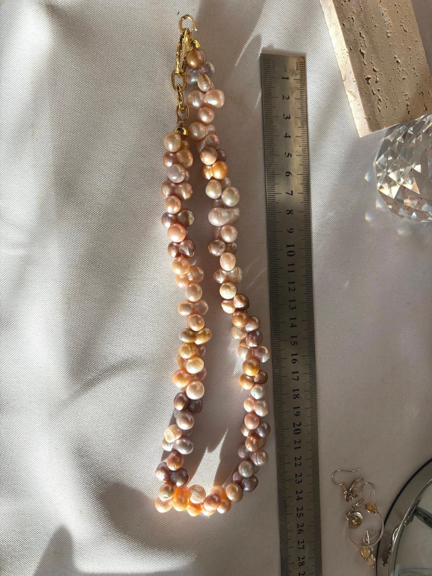 Florist style 3 color baroque natural pearls vivid necklace (AA luster)