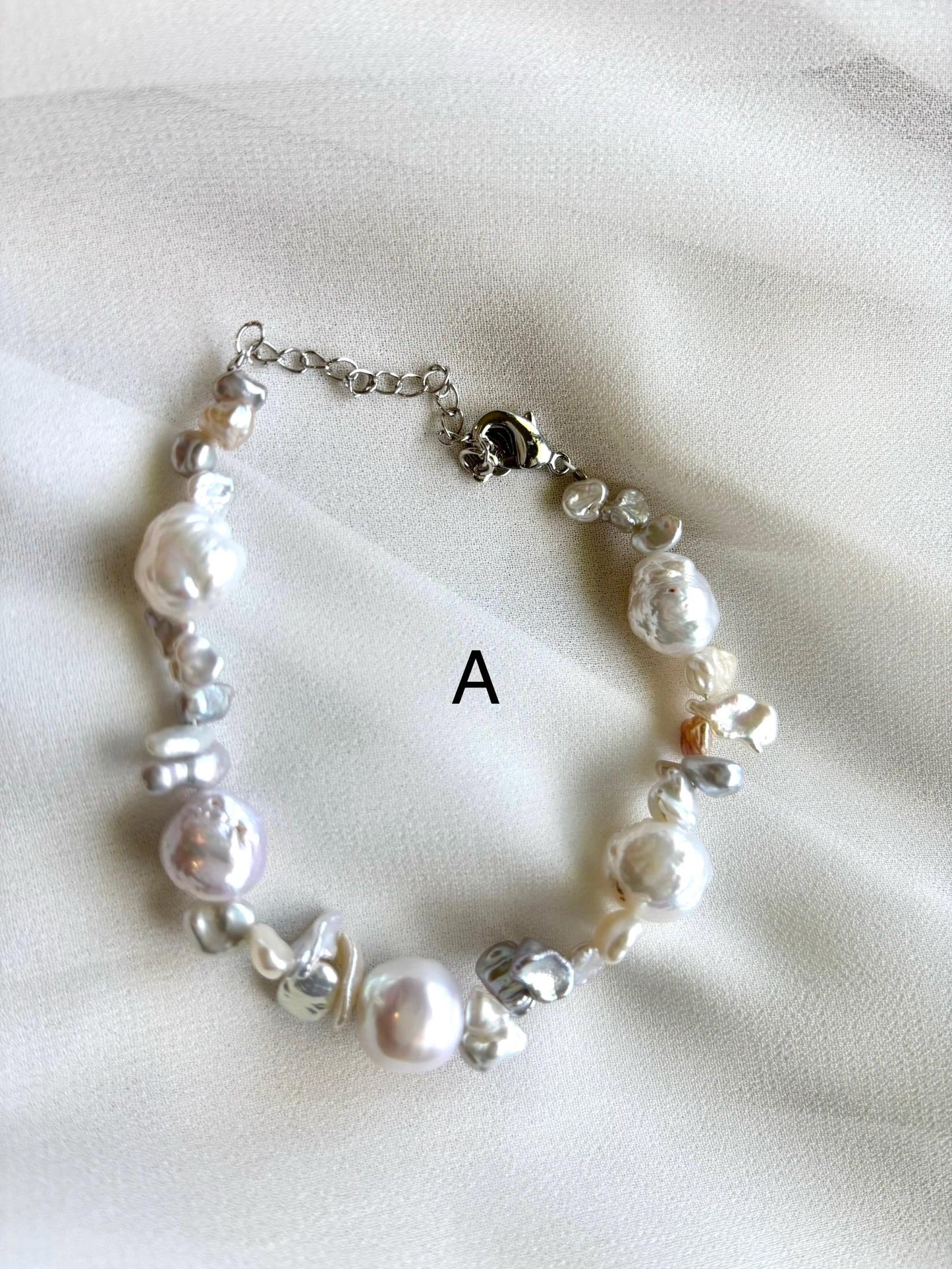 Blooming Pearl Garden Irregular Baroque Bracelet 925 Sterling Silver