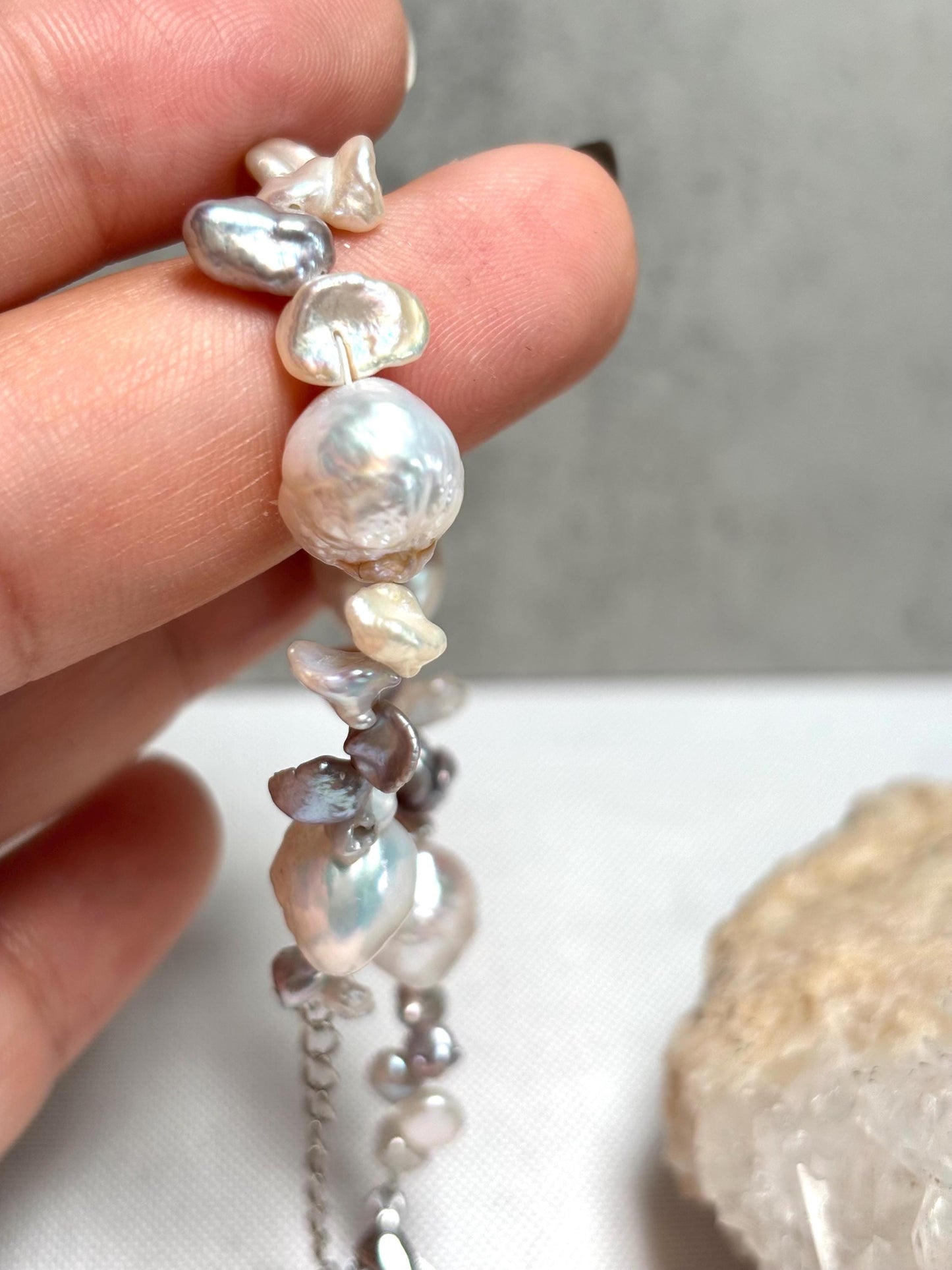 Blooming Pearl Garden Irregular Baroque Bracelet 925 Sterling Silver
