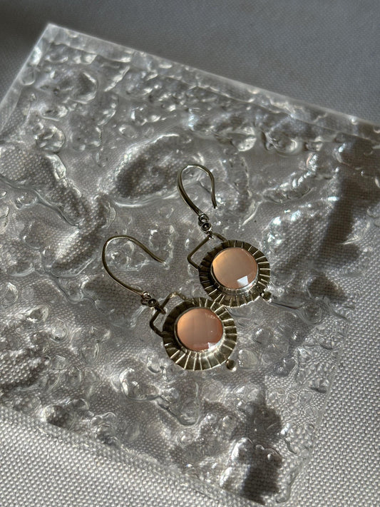 Peach heaven pink chalcedony 925 sterling silver earrings