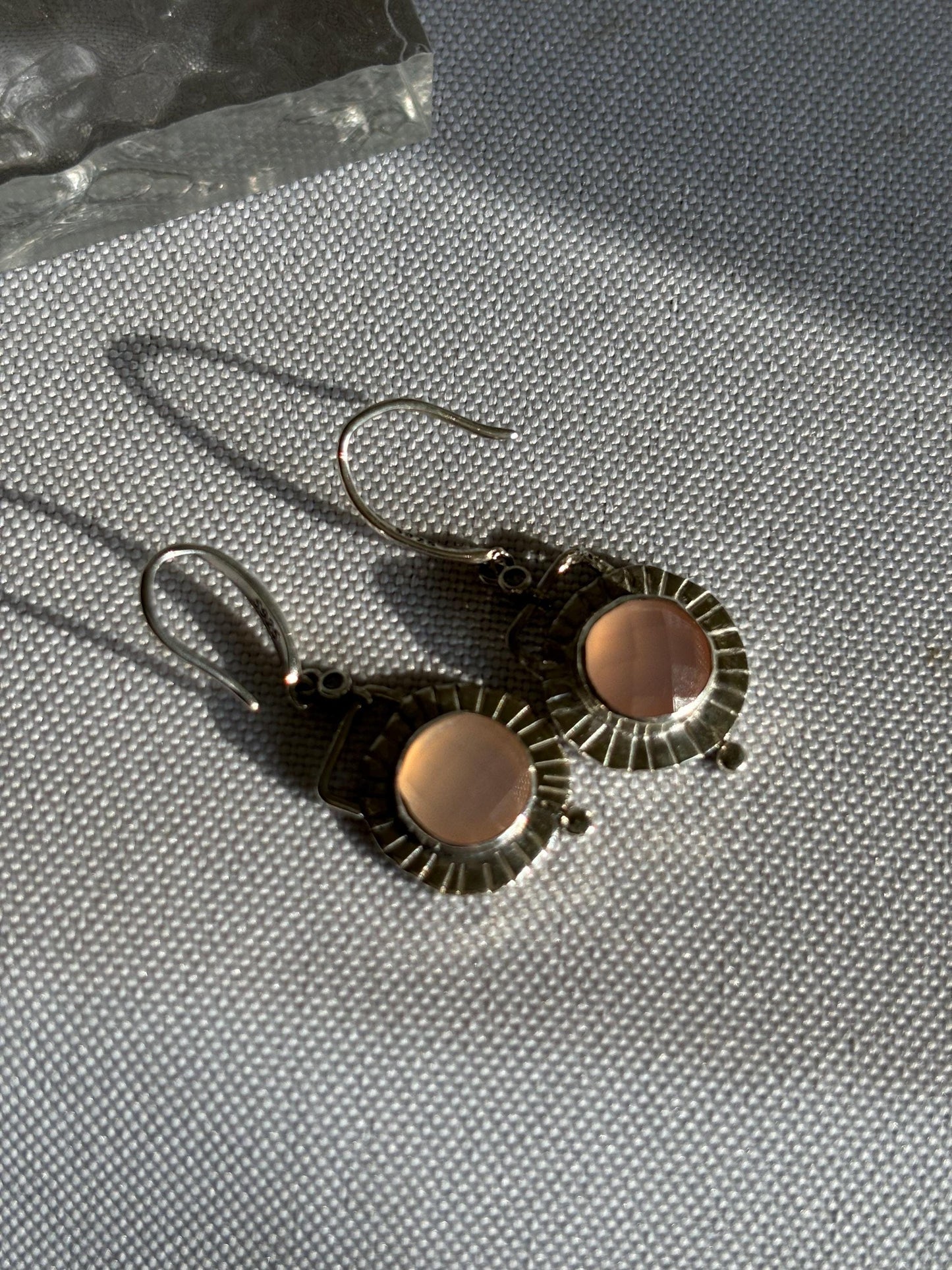 Peach heaven pink chalcedony 925 sterling silver earrings