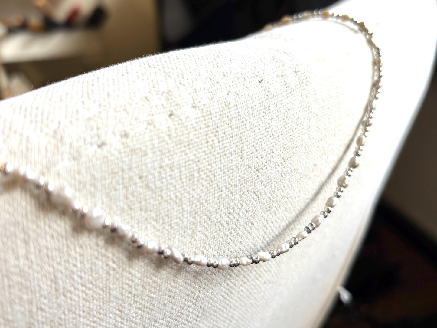 Lily of the Valley Mist – Light Gray Baroque Freshwater Pearl Necklace