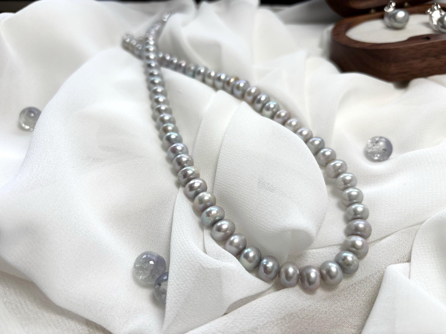 Matte Grey Baroque Pearl Necklace | Freshwater Pearls, Silver Clasp, Everyday Elegance