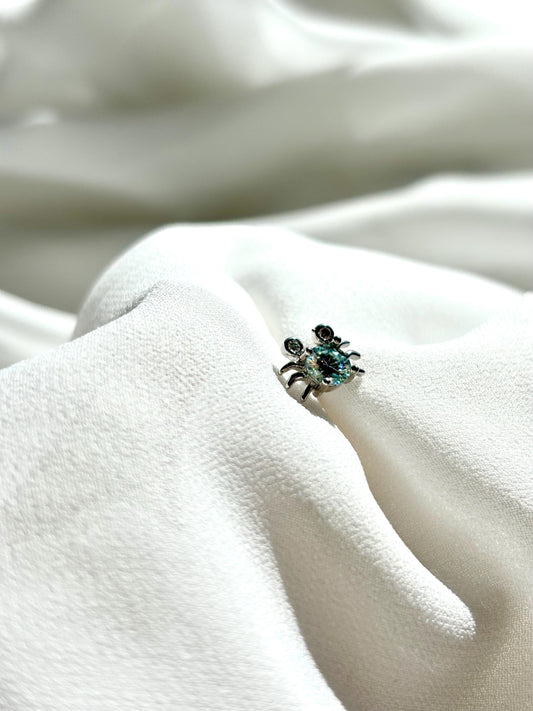 Blue Moissanite Stud Collection. Crabs & Planet with Orbits