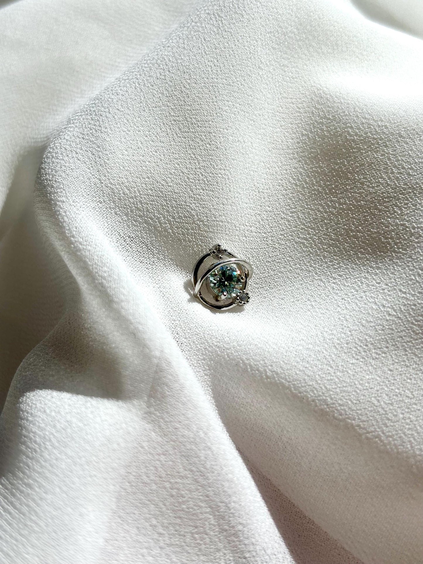 Blue Moissanite Stud Collection. Crabs & Planet with Orbits