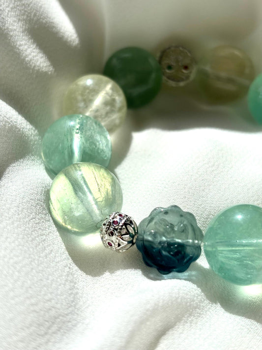 Fresh Golden Kiwi Mint Bubble Party Bracelet with Intricate Charms