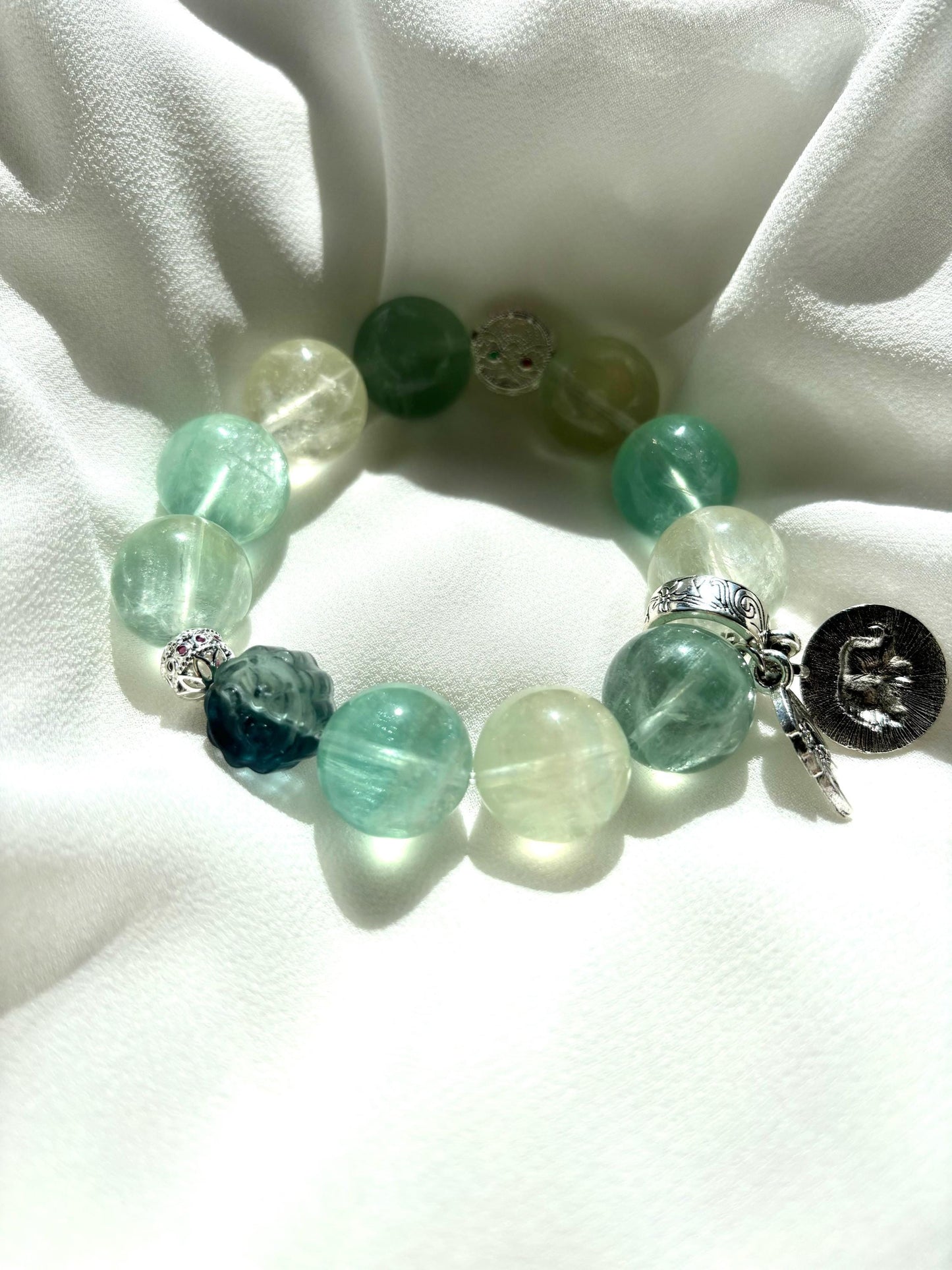 Fresh Golden Kiwi Mint Bubble Party Bracelet with Intricate Charms
