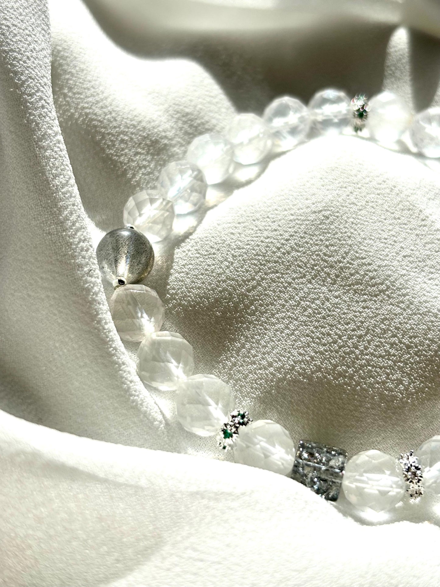 Lunar Radiance Bracelet: Milky Quartz and Labradorite