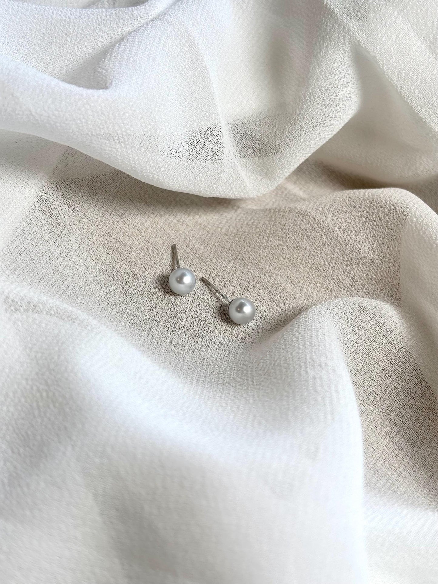 Silken White Grace Pearl 925 Sterling Silver Studs (AA+ Luster)