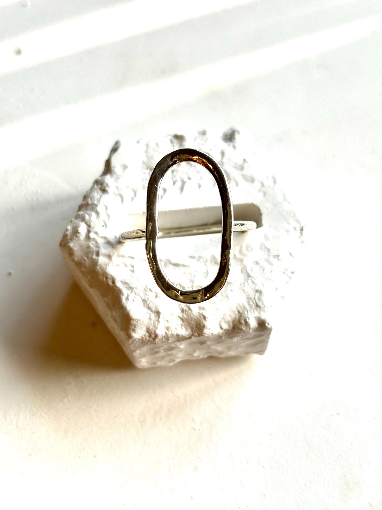 Hammered Oval Sterling Silver 925 Stacking Ring