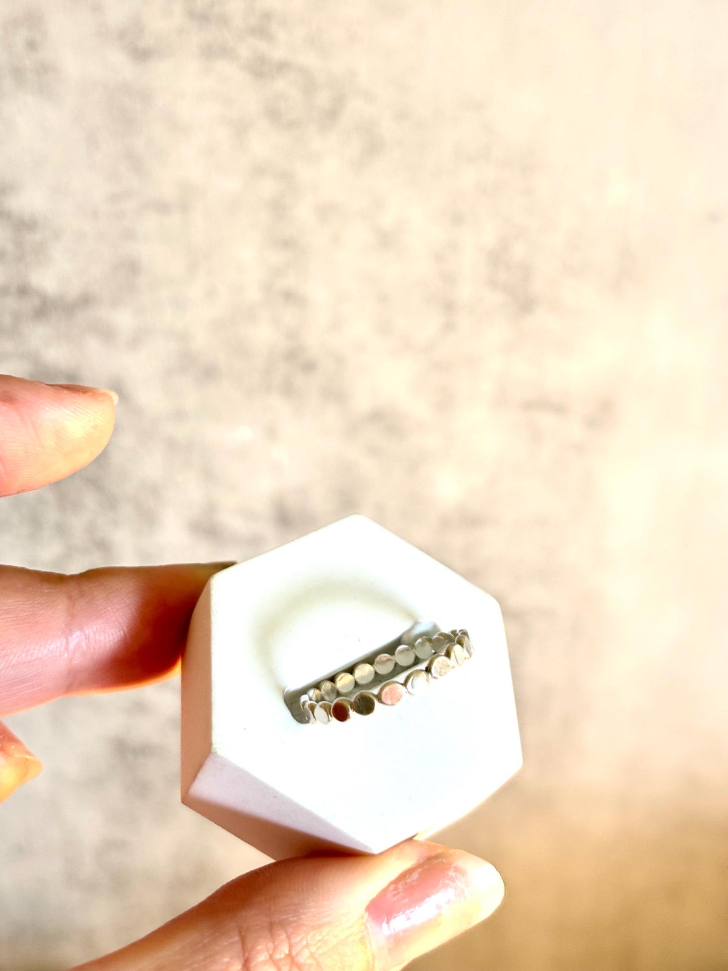 Round Textured 925 Sterling Silver Stacking Ring.