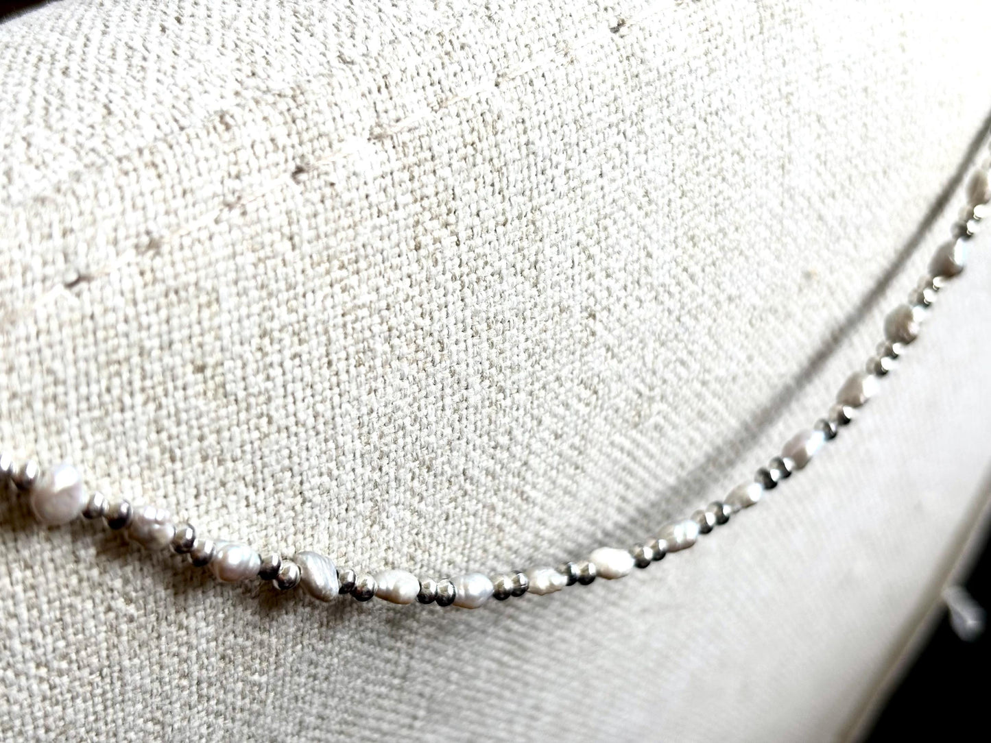 Lily of the Valley Mist – Light Gray Baroque Freshwater Pearl Necklace
