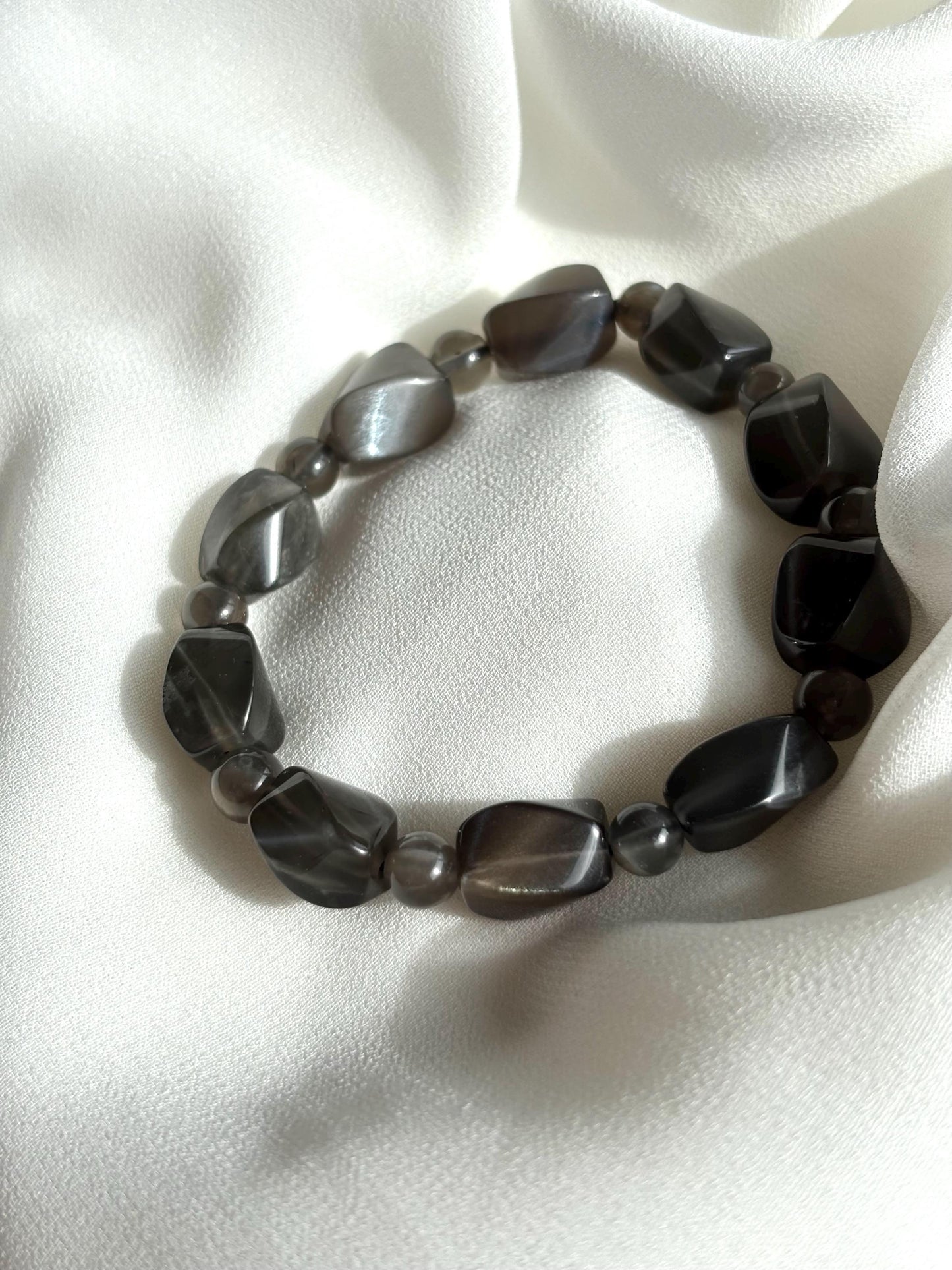 Black Faceted Mystical Energy Moonstone Bracelet.
