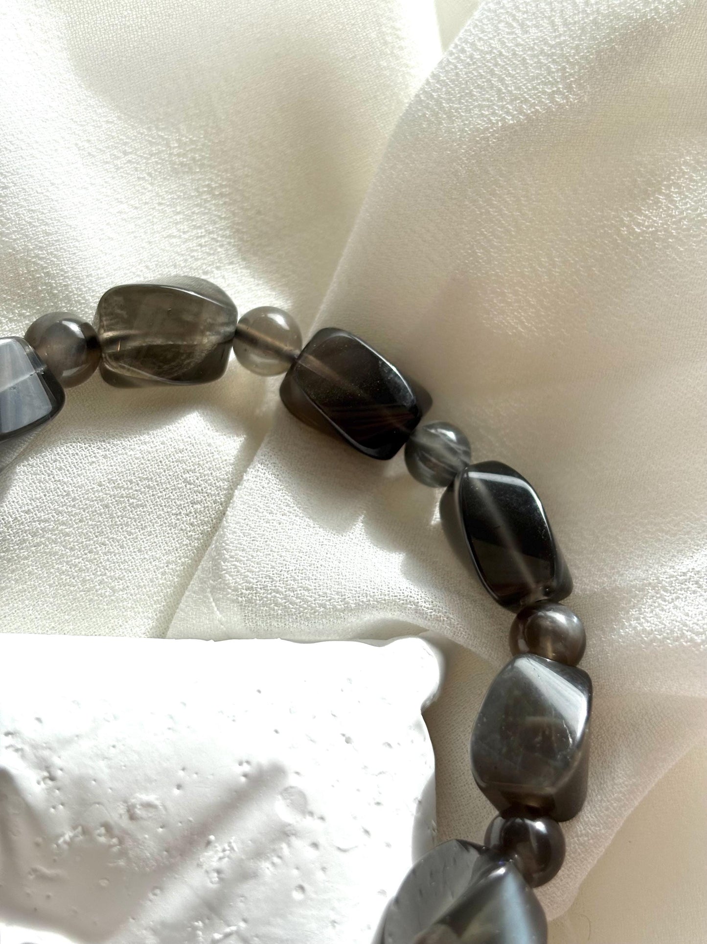 Black Faceted Mystical Energy Moonstone Bracelet.