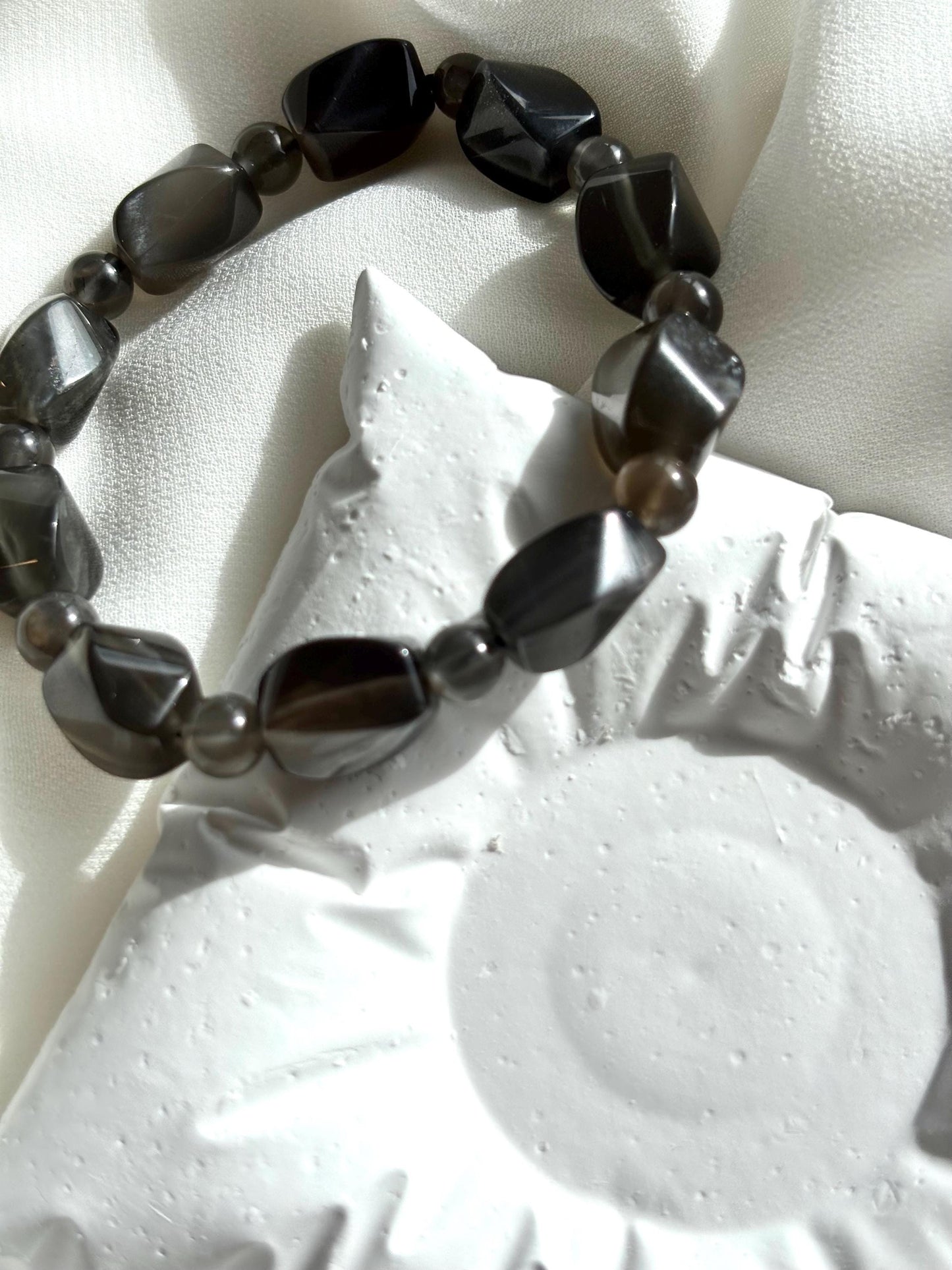 Black Faceted Mystical Energy Moonstone Bracelet.