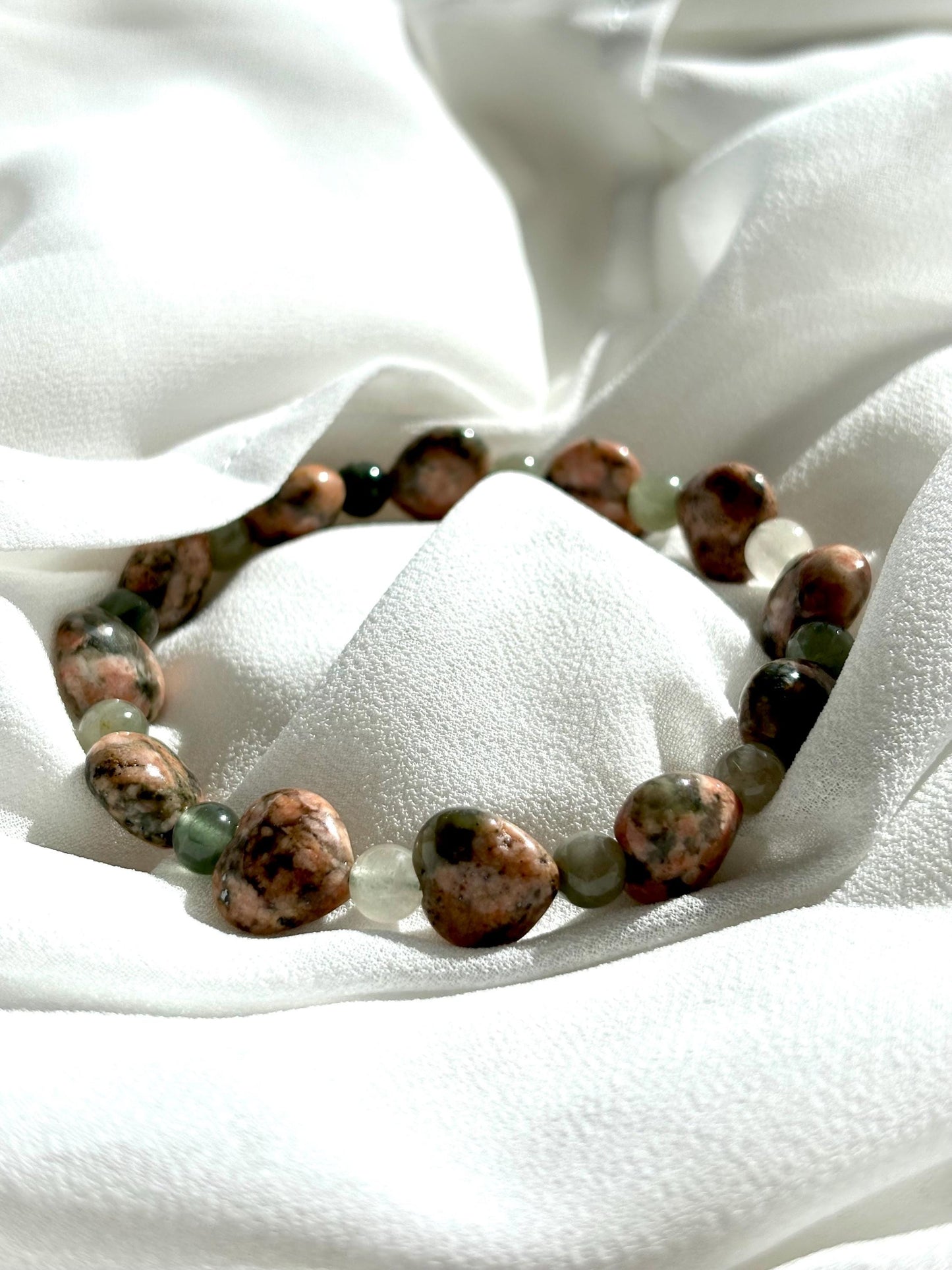 Heart of Moss in Forest Unakite Bracelet.