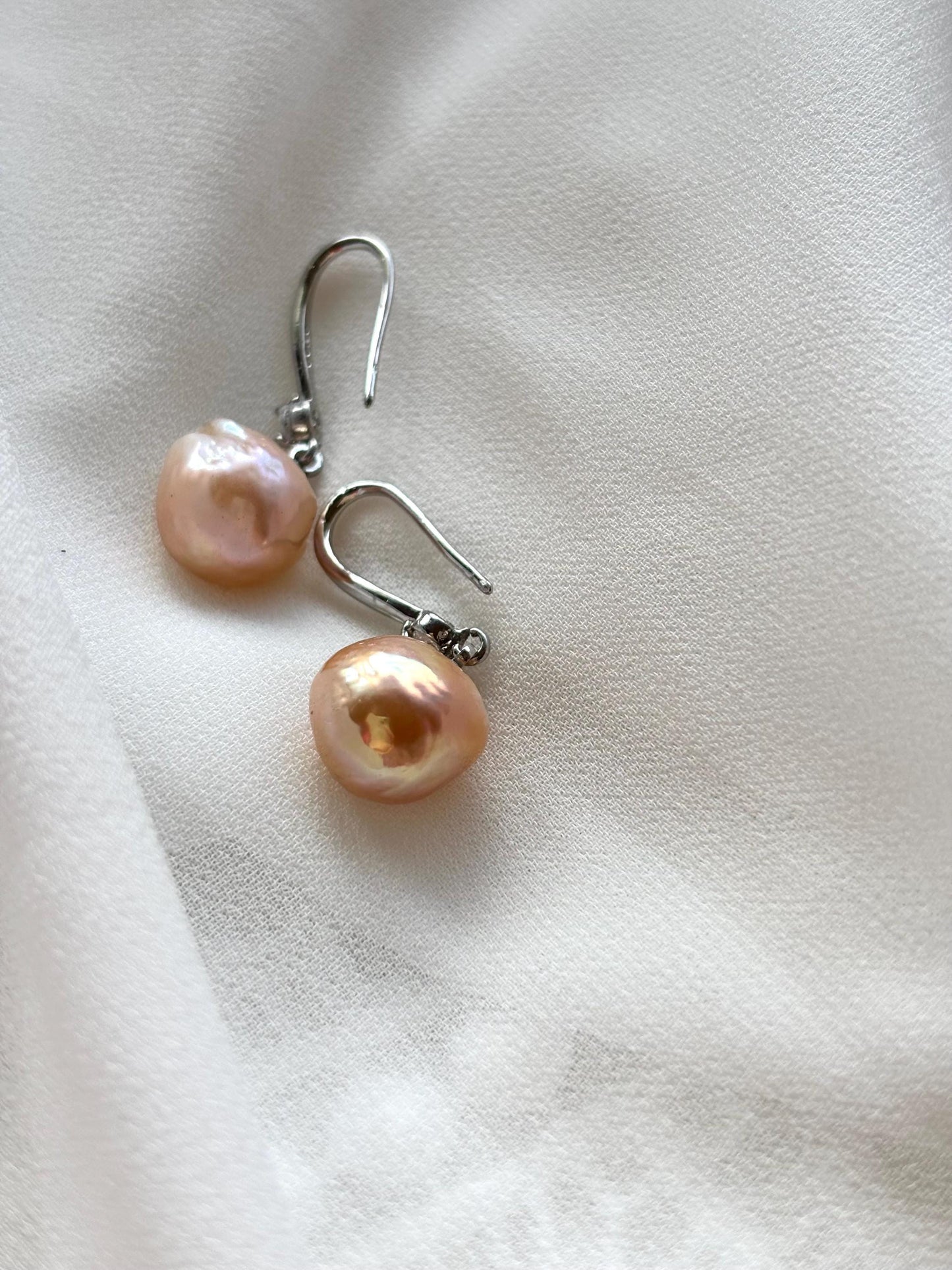 Marigold Glow - Natural Baroque Pearl Sterling Silver Earrings