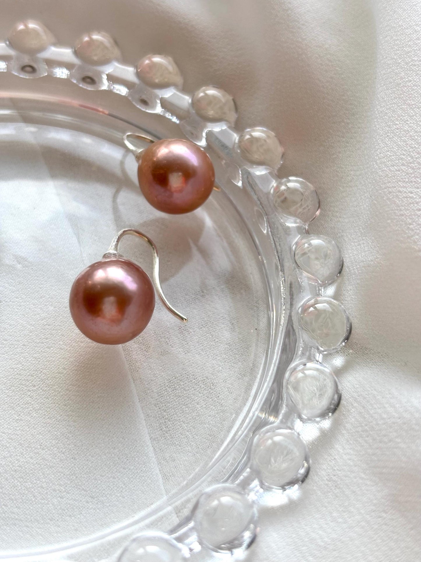 Camelia Blush - Rose Gold Natural Baroque Pearl Sterling Silver Earrings
