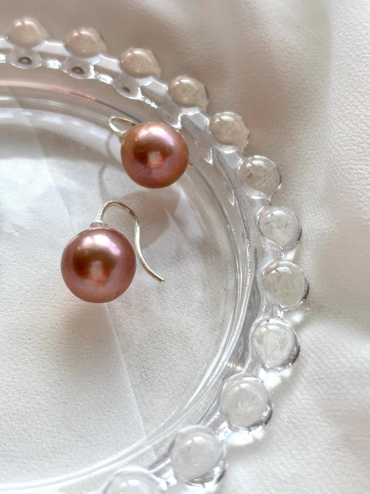 Camelia Blush - Rose Gold Natural Baroque Pearl Sterling Silver Earrings