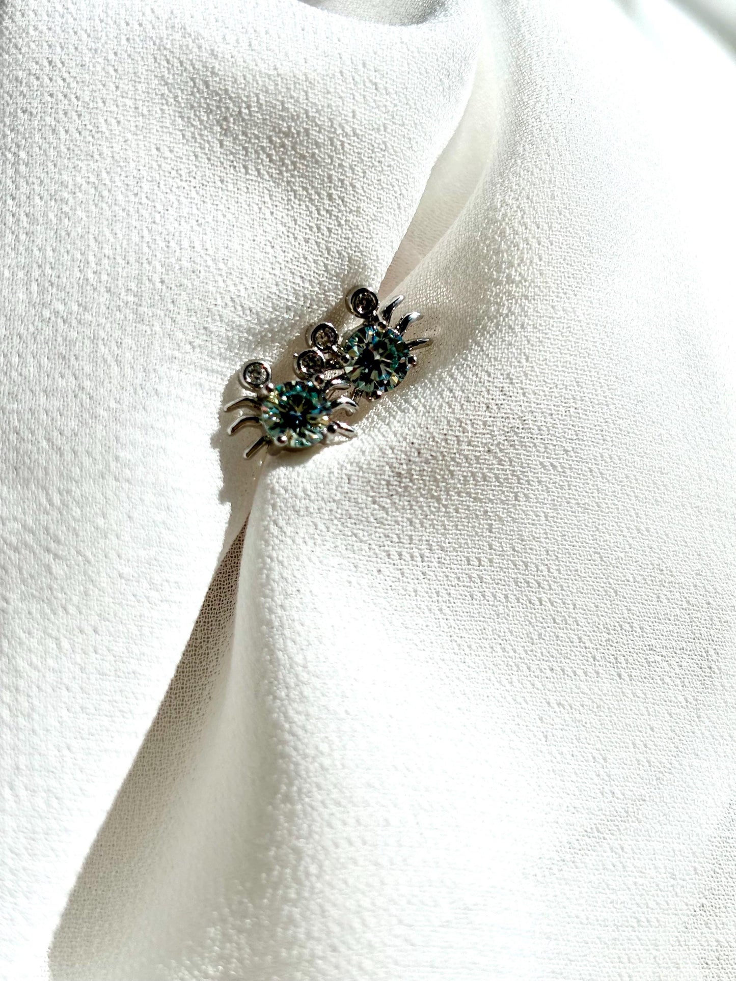 Blue Moissanite Stud Collection. Crabs & Planet with Orbits