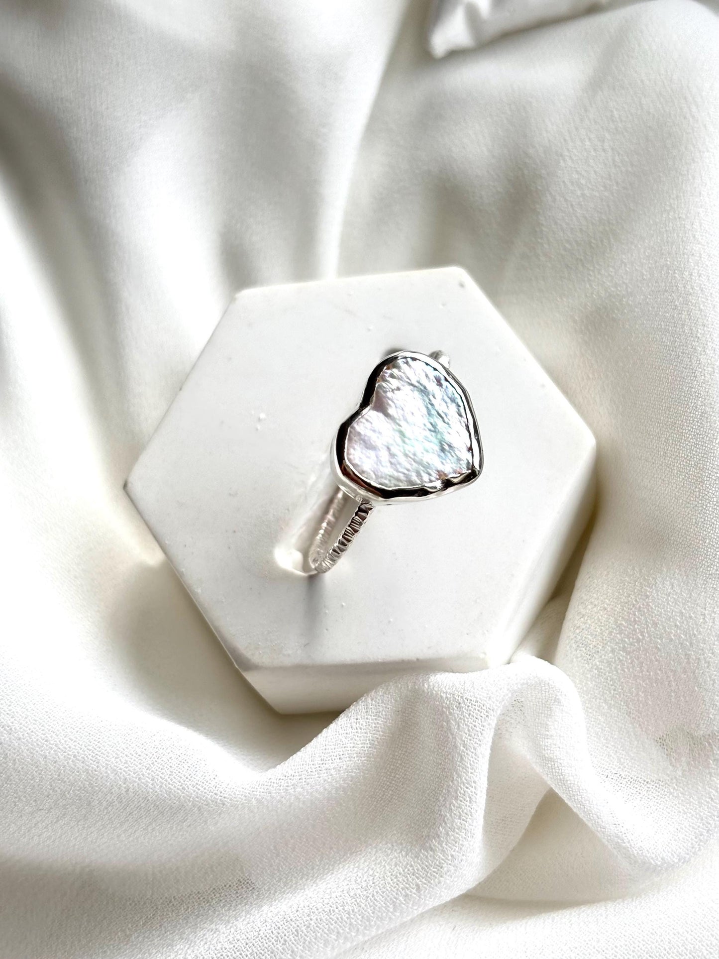 Heart of Pearl – Sterling Silver Romantic Baroque Pearl Ring