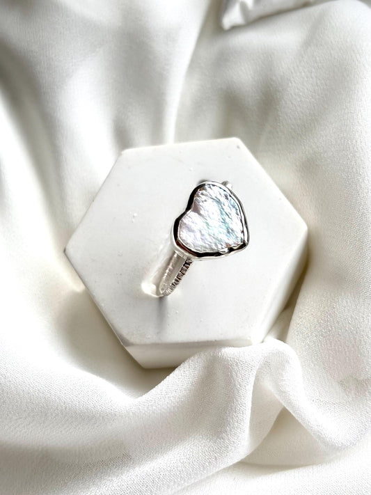 Heart of Pearl – Sterling Silver Romantic Baroque Pearl Ring