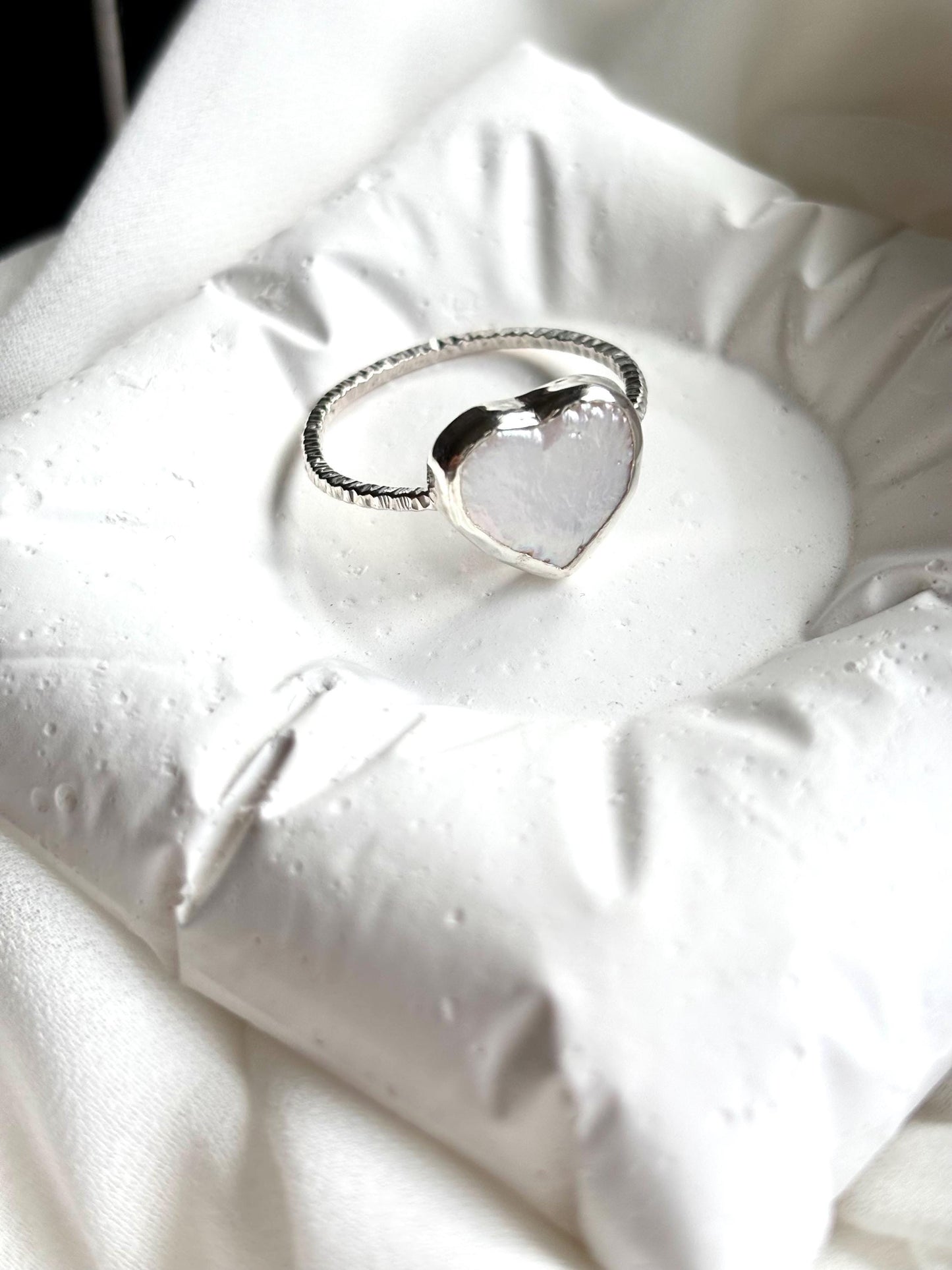 Heart of Pearl – Sterling Silver Romantic Baroque Pearl Ring