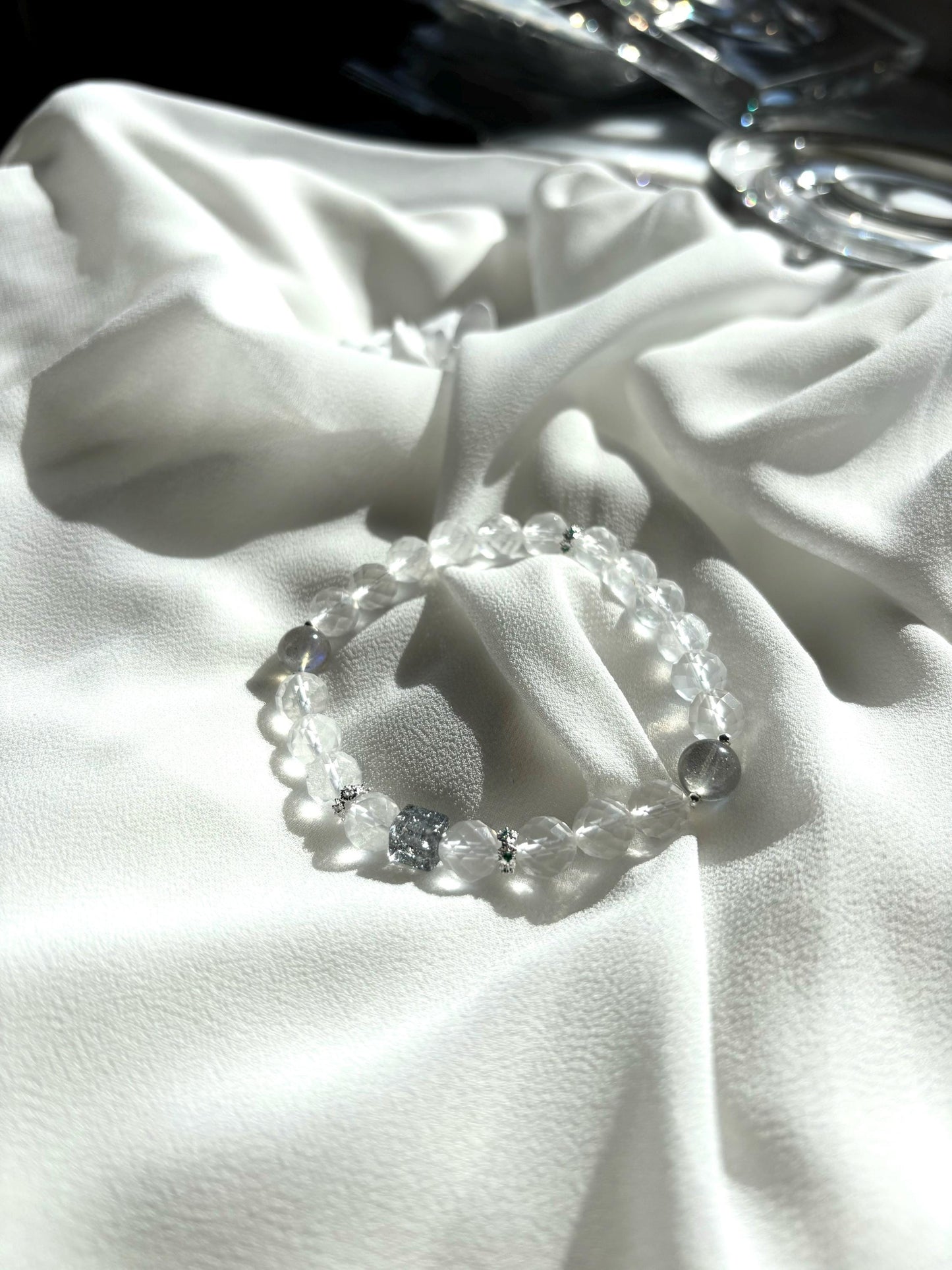 Lunar Radiance Bracelet: Milky Quartz and Labradorite