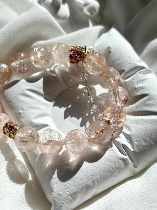 Frosted Rose Symphony Hematoid Quartz Bracelet
