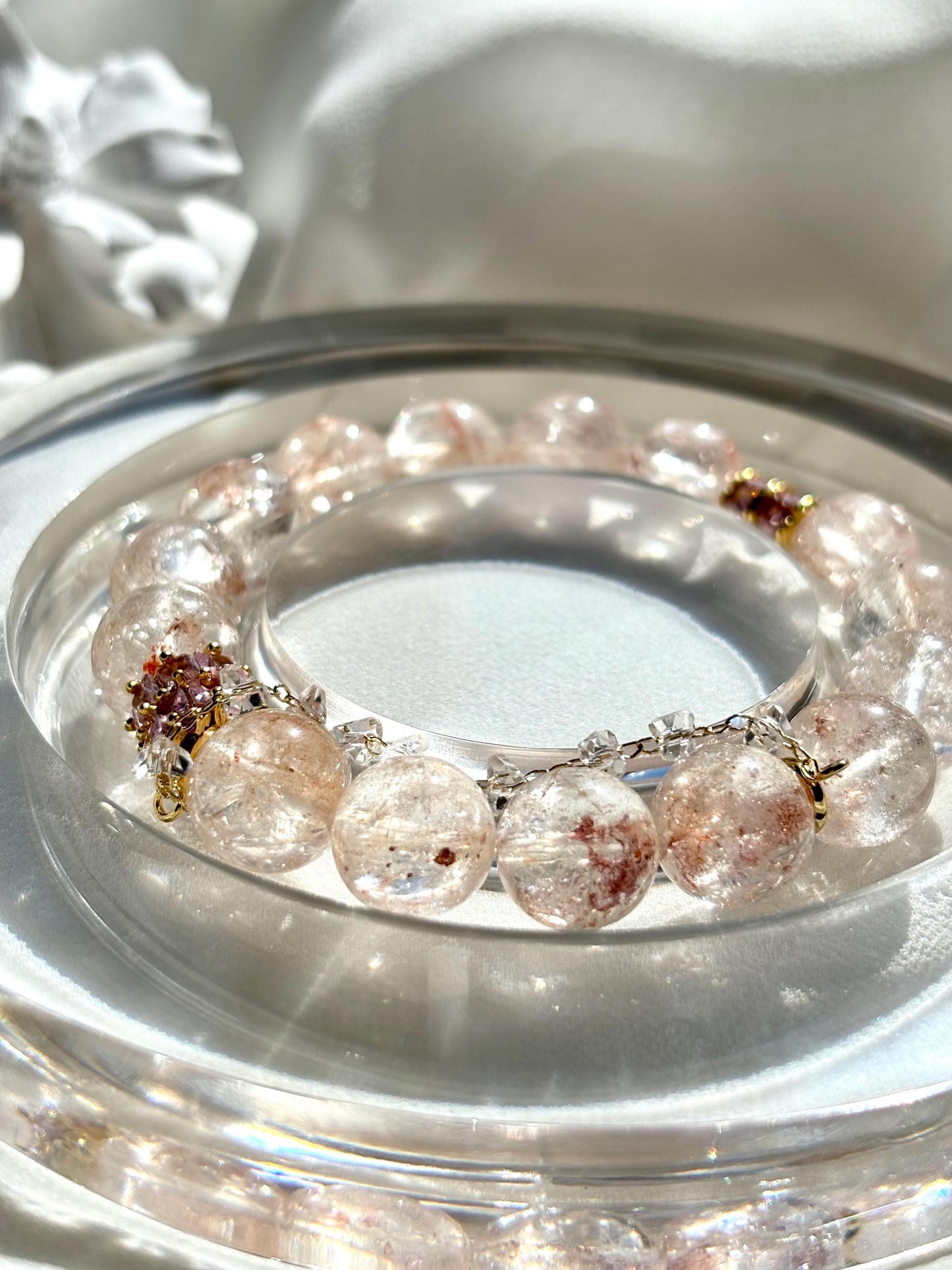Frosted Rose Symphony Hematoid Quartz Bracelet