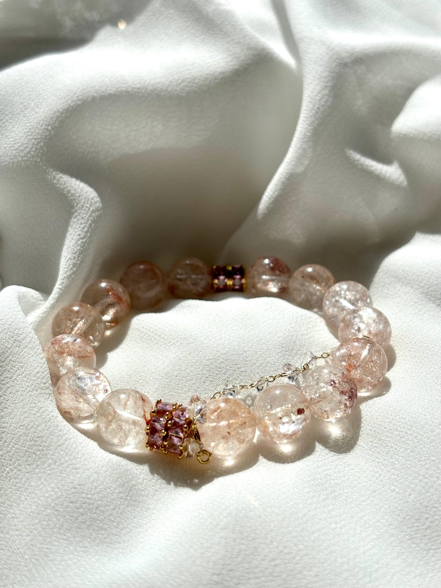 Frosted Rose Symphony Hematoid Quartz Bracelet