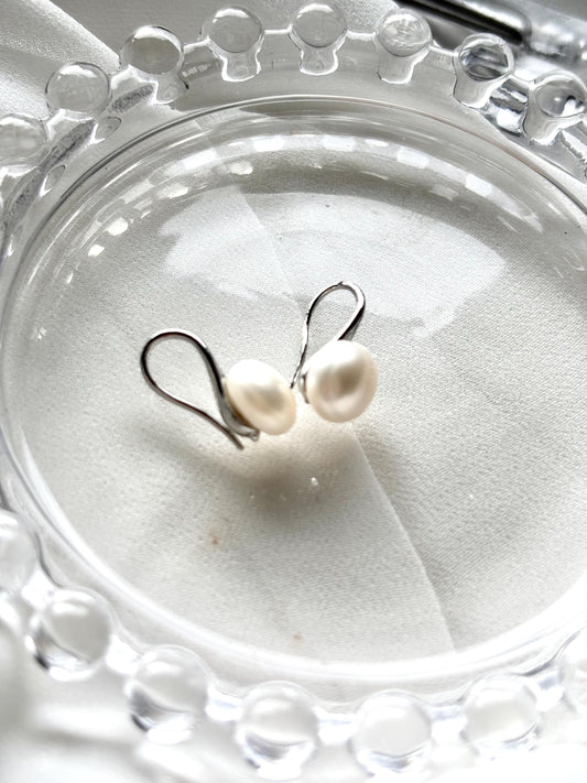 White Freshwater Pearl High Heel Earrings – 925 Sterling Silver