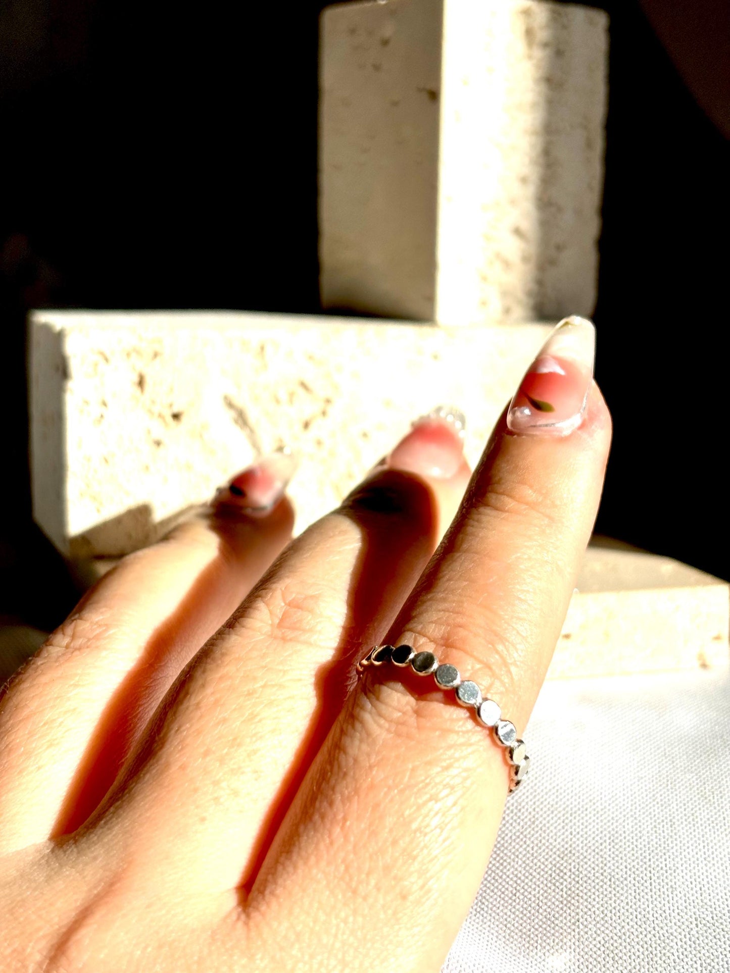 Round Textured 925 Sterling Silver Stacking Ring.